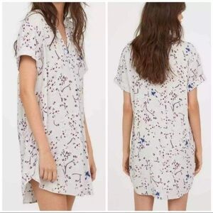 ANNA GLOVER H&M V-Neck Floral Print Mini Dress‎ Short Sleeve Tunic Size 10